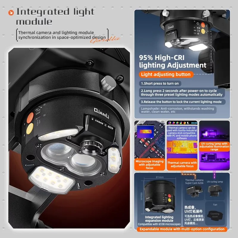 Qianli 6558 Gorilla Trinocular - Electronics Repair Microscope 评论和价格